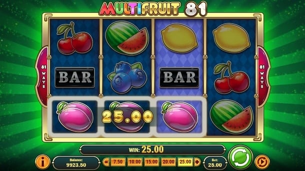 Выигрышная комбинация на линии в Multifruit 81